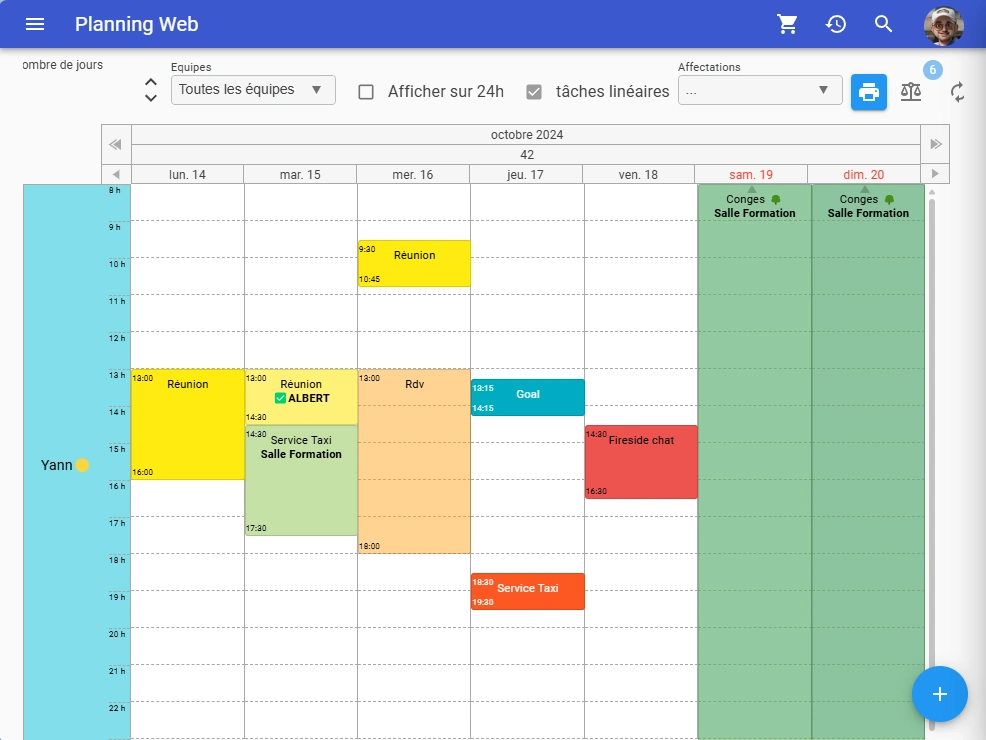 Sodeasoft Planning Web - Visualisation Agenda par ressource