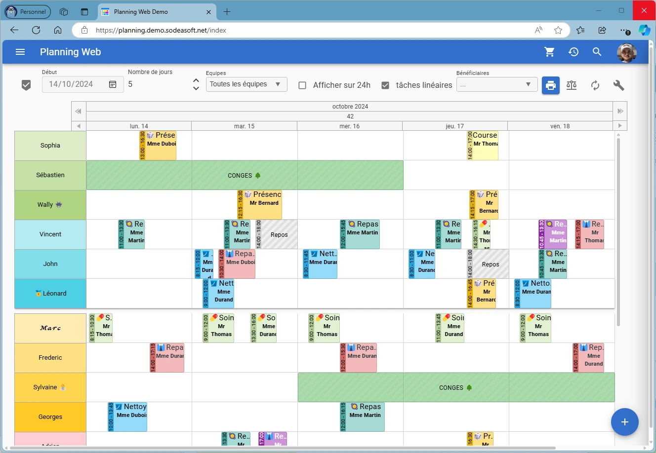 Planning Aide à domicile