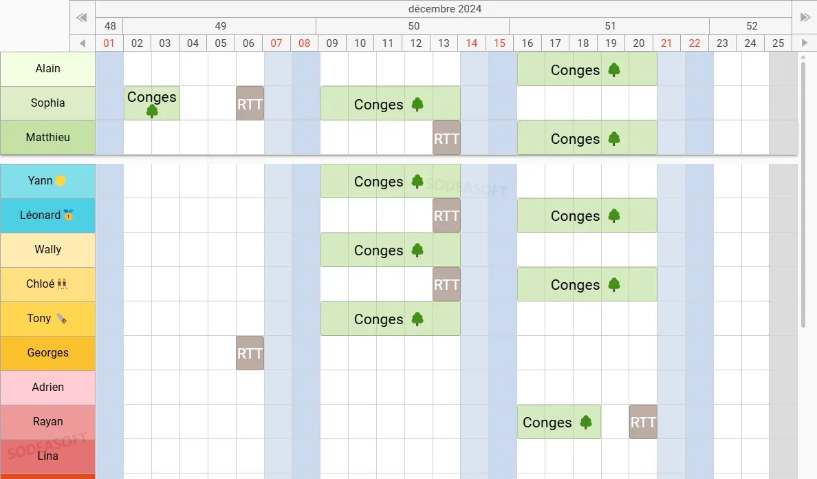 planning de congés