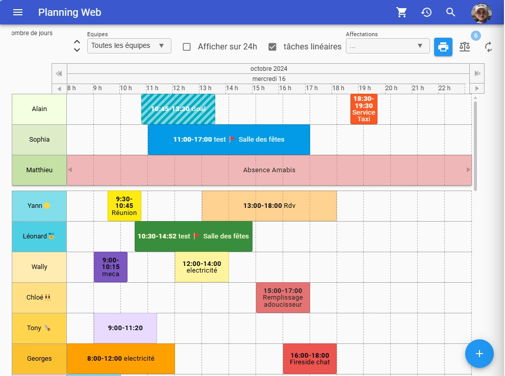 visualisation crenaux horaires du planning